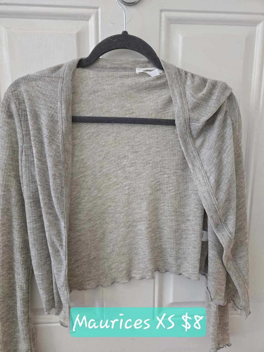 Maurices Light Gray Open-Front Cropped Cardigan